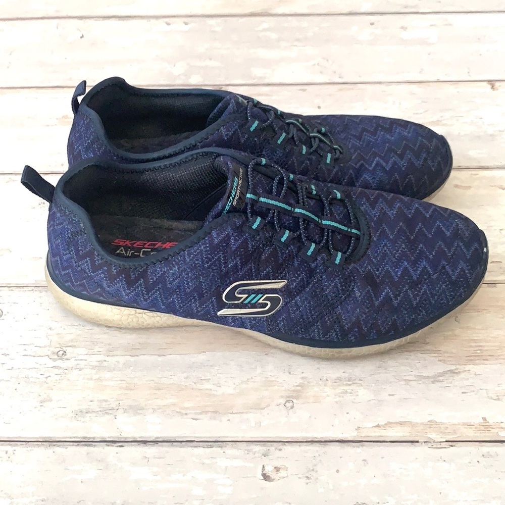 Skechers Air Memory Foam Sneakers Womens Shoes Size 10 Navy Blue Sketchers